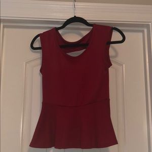 Dark Red Peplum Top